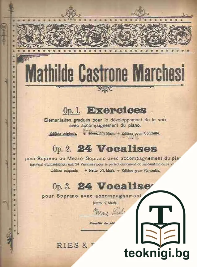 Mathilde Castrone Marchesi. Op. 1-3 — корица